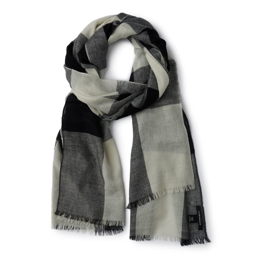 CLUB MONACO CASHMERE PLAID SCARF